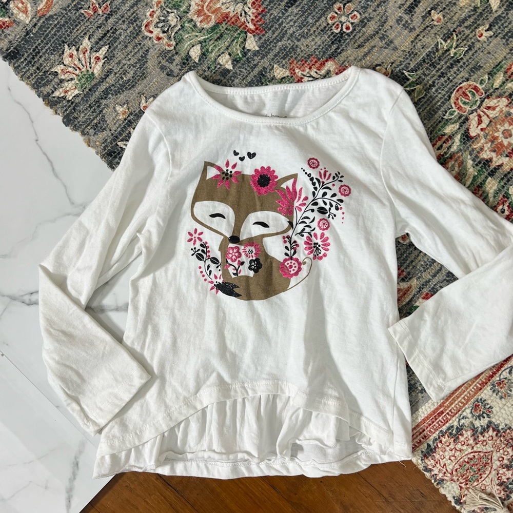 Bobbie Brooks for girls cute fox long sleeve tee